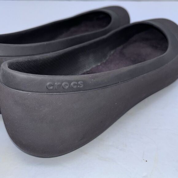 Crocs Shoes Womens 10 Mammoth Lined Casual Slip On Ballet Flats 12456 Brown - Picture 7 of 7